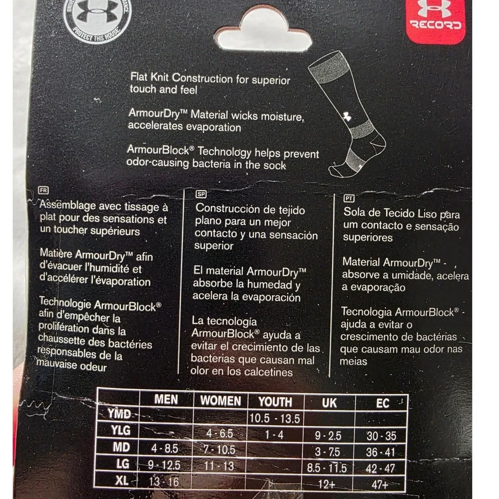 Under Armour Soccer Socks Men Size LG Red Over-The-Calf ArmourDry 1 Pair NEW